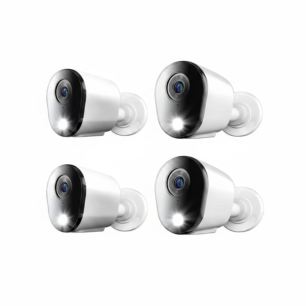 4K Wired Indoor/Outdoor Spotlight Security Cameras with 2-Way Audio (4-Pack)