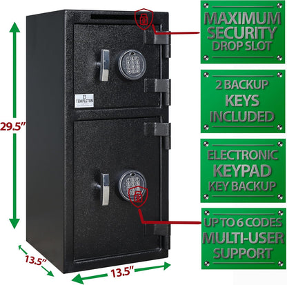 T859 Double Door Depository Safe, Anti-Fishing, 2.24 CBF