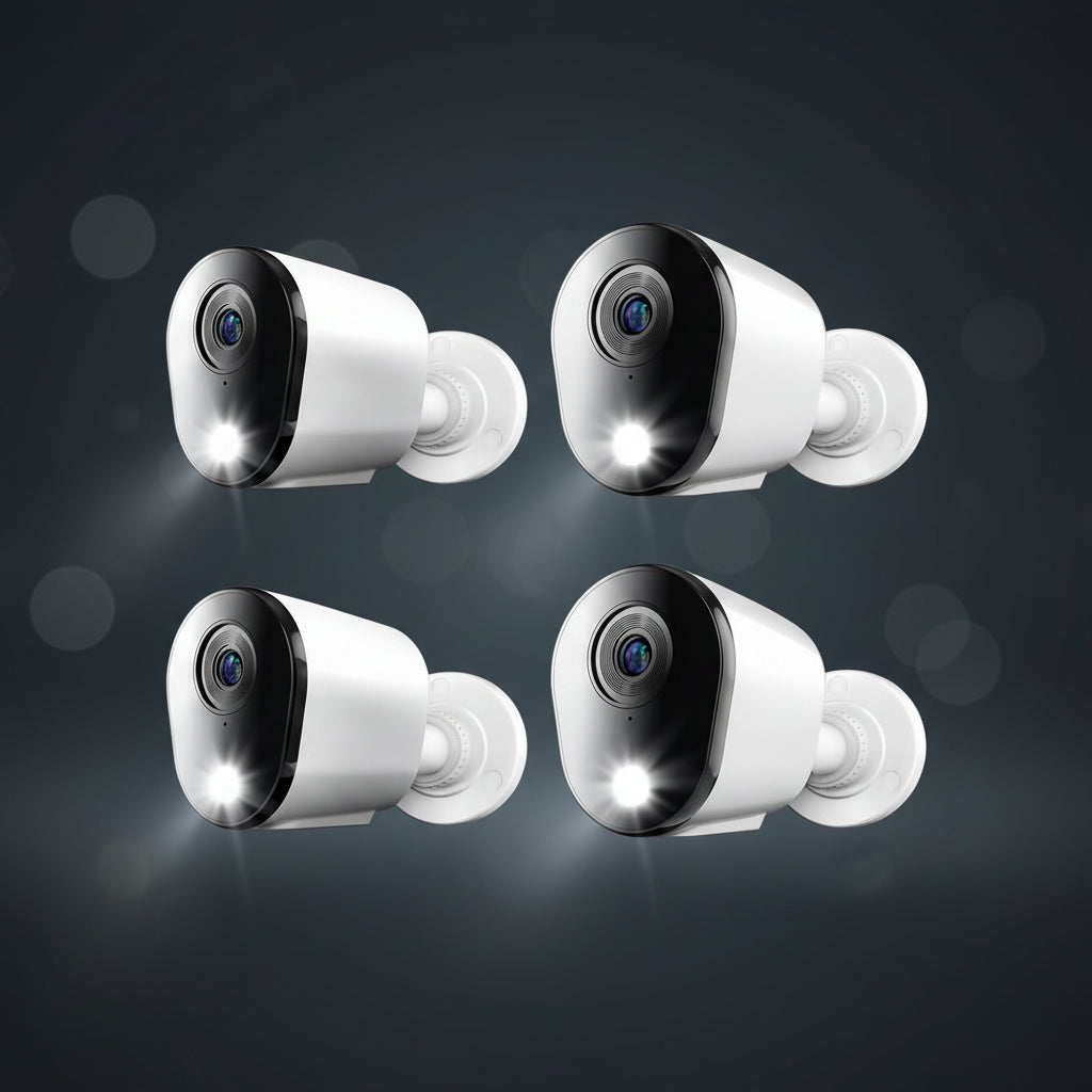4K Wired Indoor/Outdoor Spotlight Security Cameras with 2-Way Audio (4-Pack)
