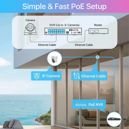 4K UHD 8-Channel 2TB Poe NVR Security Camera System with 8 8MP Wired Spotlight Cameras, Color Night Vision, 2-Way Audio — product view 6
