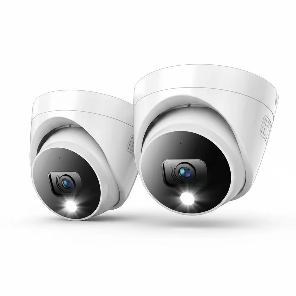 4K Wired Indoor/Outdoor Dome Spotlight Security Cameras with 2-Way Audio (2-Pack)