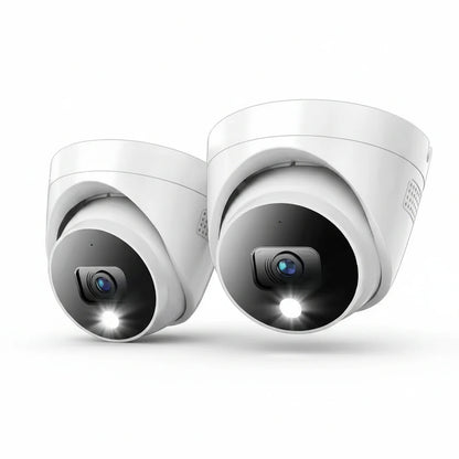 4K Wired Indoor/Outdoor Dome Spotlight Security Cameras with 2-Way Audio (2-Pack)