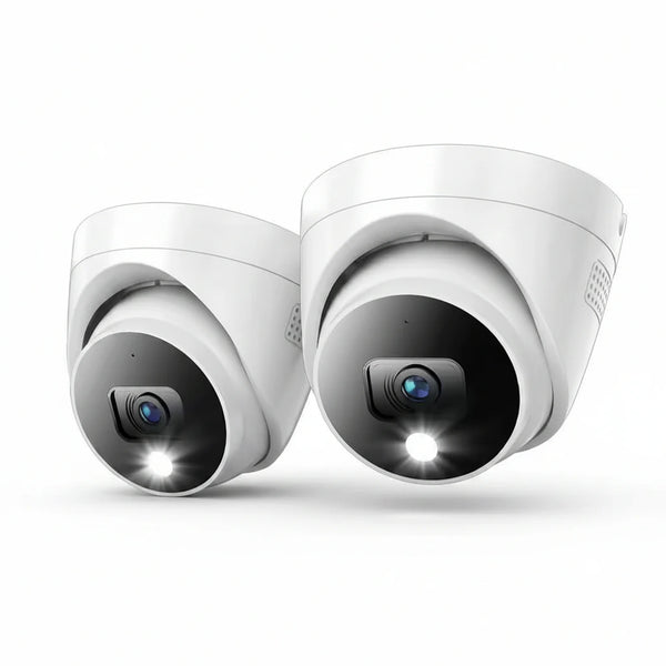 4K Wired Indoor/Outdoor Dome Spotlight Security Cameras with 2-Way Audio (2-Pack)