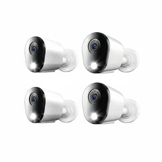 4K Wired Indoor/Outdoor Spotlight Security Cameras with 2-Way Audio (4-Pack)