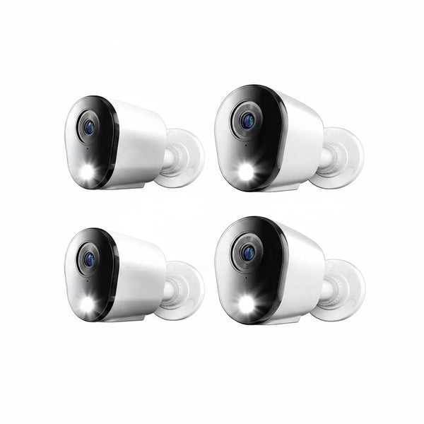 4K Wired Indoor/Outdoor Spotlight Security Cameras with 2-Way Audio (4-Pack)