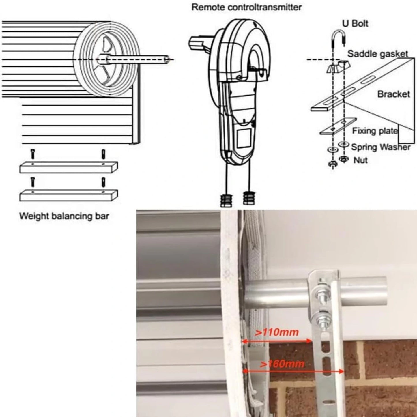 Automatic Roll up Door Opener,Commerial Garage Roller Door Opener with 4 Remote Powerful 1000N Motor 22M² Rolling OZ — product view 7