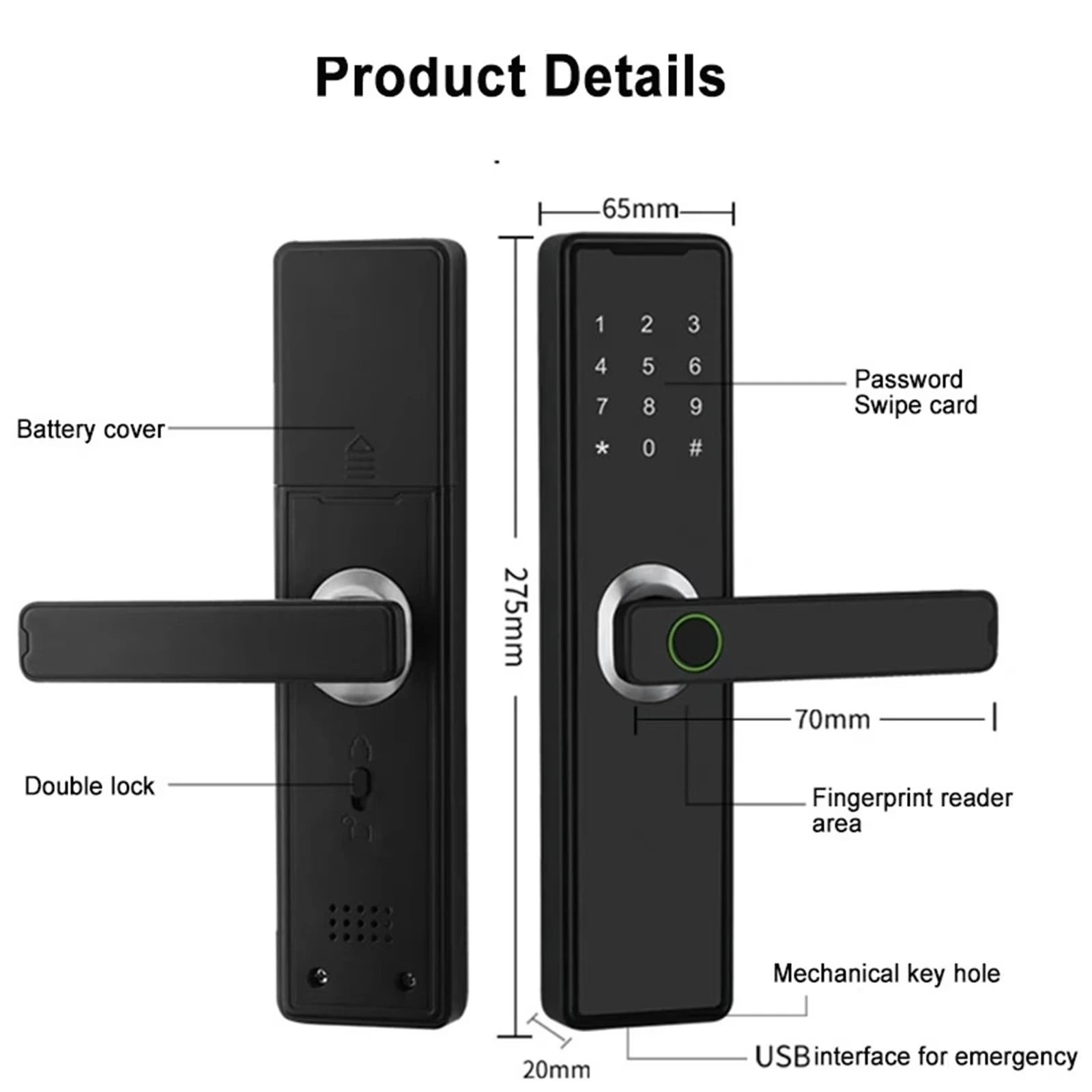Bluetooth Fingerprint Keypad Touch for Apartment Smart Door Lock Keyless Entry Door Lock for Front Door ,Corrosion-Resistant — product view 4