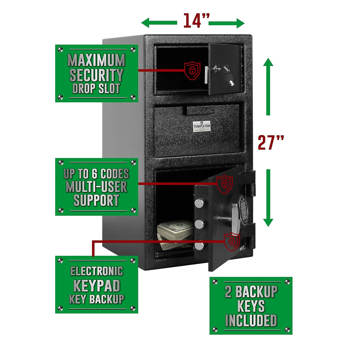 T867 Depository Drop Safe, Anti-Fishing Keypad, 1.5 CBF
