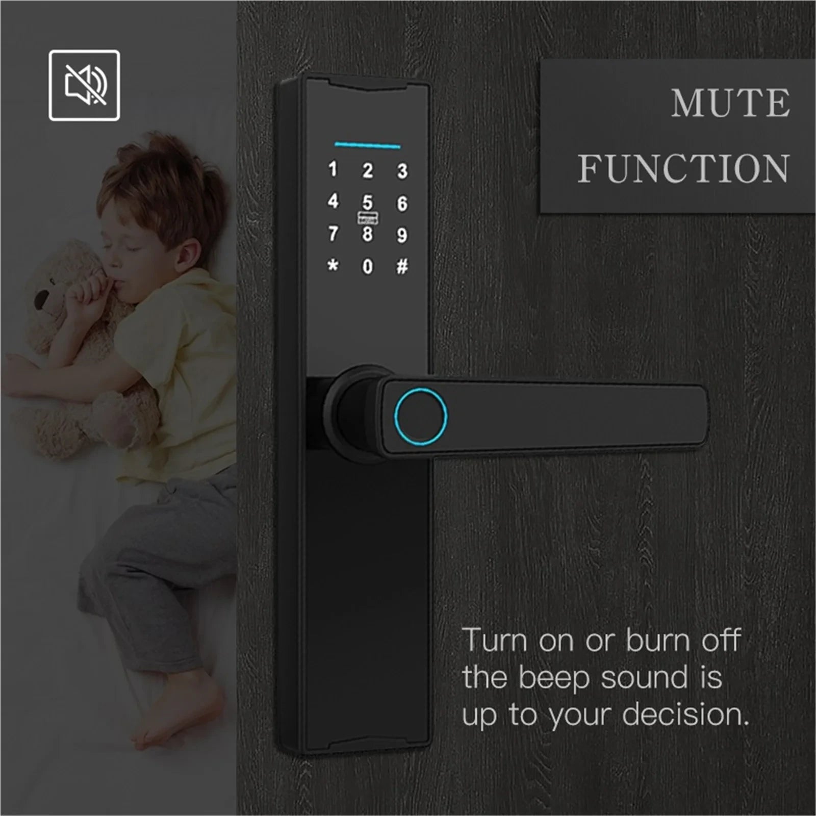 Smart Door Lock Digital Electronic Lock Smart Home Wooden Door Lock Biometric Fingerprint ,Easy to Install — product view 2