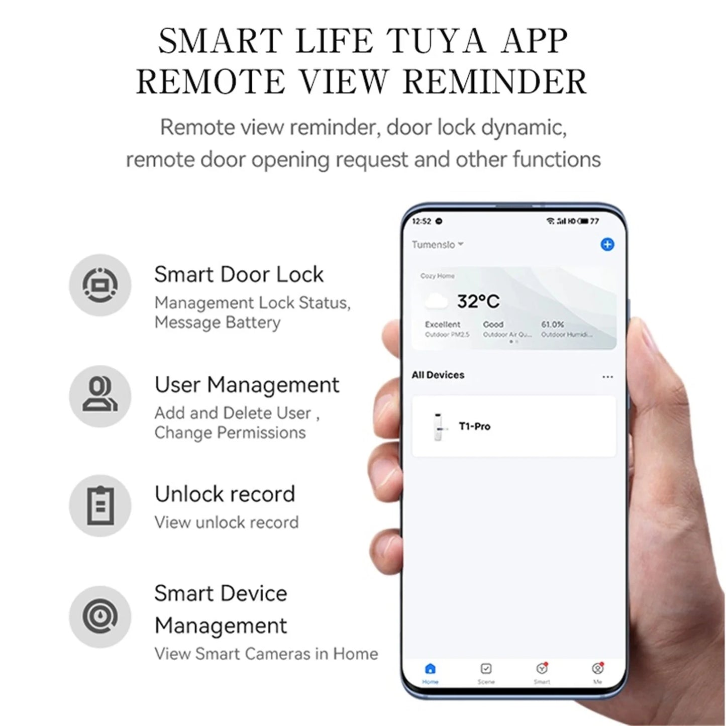 Smart Door Lock Digital Electronic Lock Smart Home Wooden Door Lock Biometric Fingerprint ,Easy to Install — product view 6